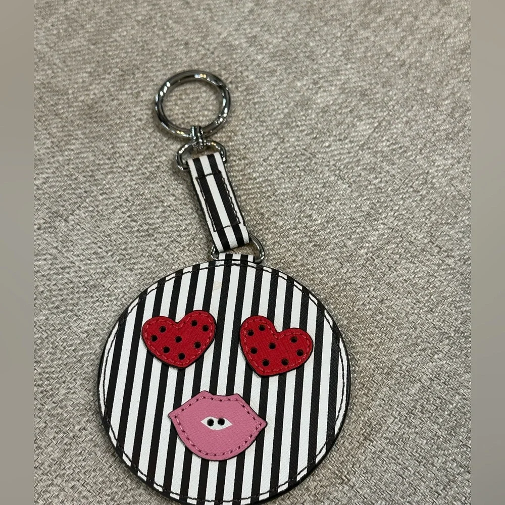 Henri Bendel Heart Smiley Face Key Fob/Bag Charm EUC